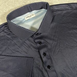 Collars & Co Dress Collar Polo Men's XL Navy Blue White Dot Semi Spread NWOT